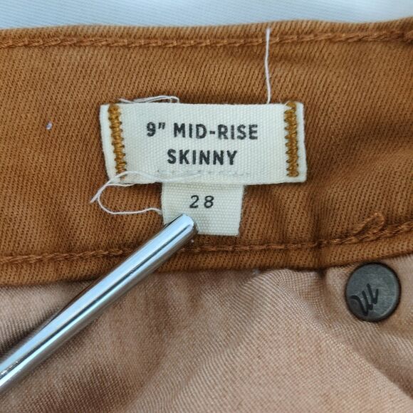Madewell 9" Mid-Rise Skinny Jeans Button Front Sz 28 Burnt Sienna Stretch Denim - Picture 6 of 7